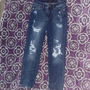 Judy blue bleach splattered distressed